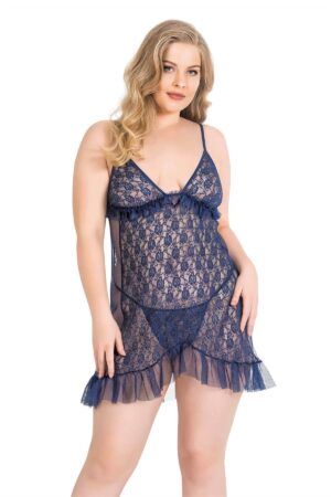 Deluxerie Plus Size Babydoll Set Pansie